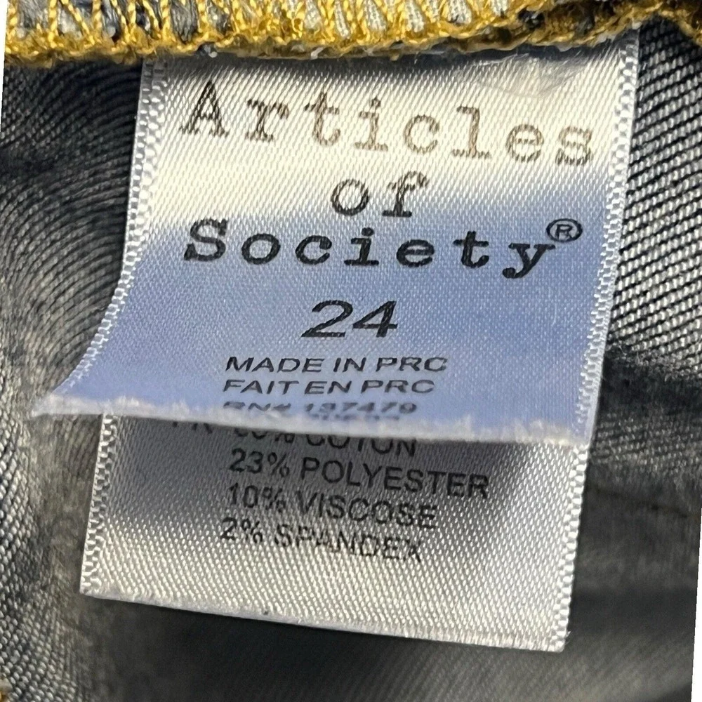 Articles Of‎ Society Jeans 24 Blue Prairie Wash Distressed Fringe Boho Stretch